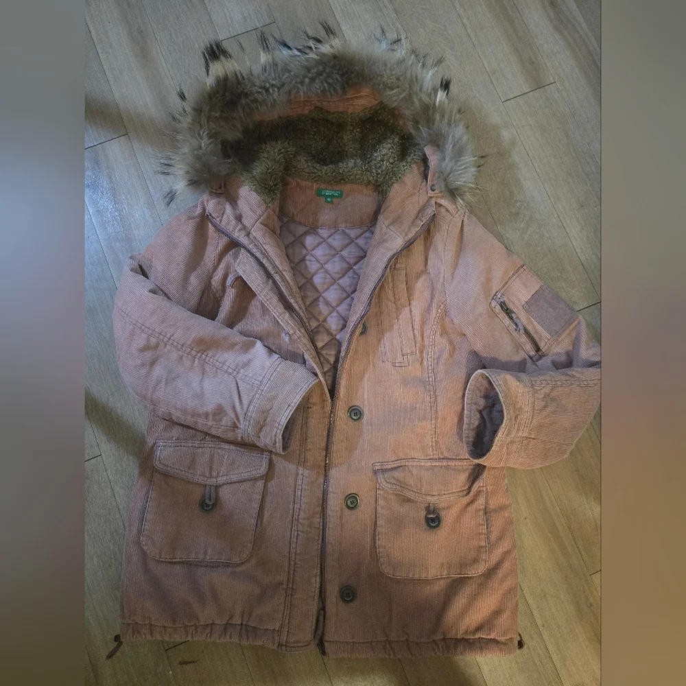 Pink Hooded Parka with Faux Fur Trim - Picture 1 of 4